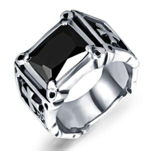 Anillo plata con piedra negra cuadrada "RICCIARDI"