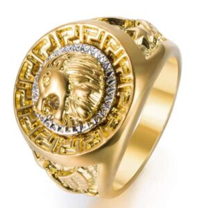 Anillo acero quirúrgico enchapado oro y plata "LION"