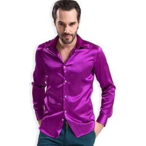 Camisa raso y seda natural "PIERRE CARDIN"