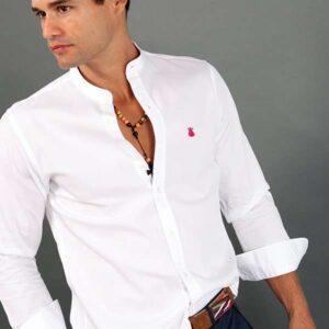 Camisa algodón cuello Mao "VALKYMIA"