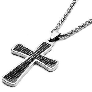 Collar cadena acero quirúrgico con dije Cruz "OTATO"