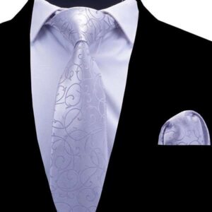 Conjunto corbata, pañuelo y gemelos seda natural "JEAN CARTIER"