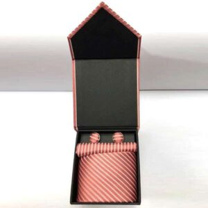 Tríptico Set Corbata + Pañuelo + Gemelos "JEAN CARTIER"